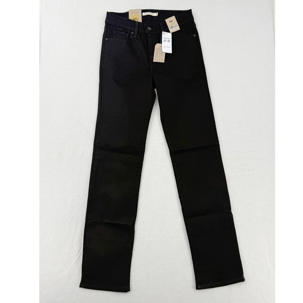 Levis 314 Shaping Straight Jeans Womens 27x32 Black Mid Rise Stellar Stretch